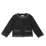 Tweed Jacket + Fur Scarf - Black