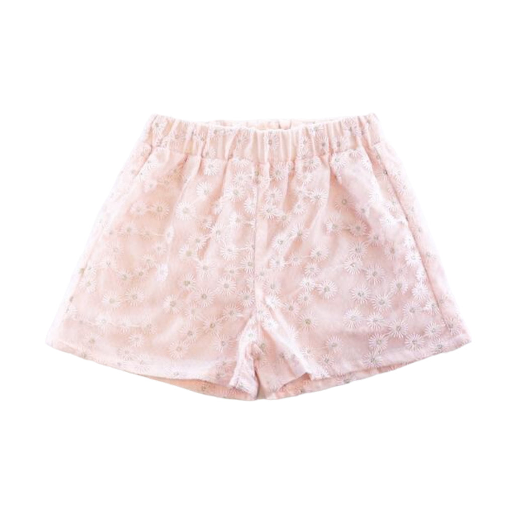 Floral Embroidered Mesh Shorts
