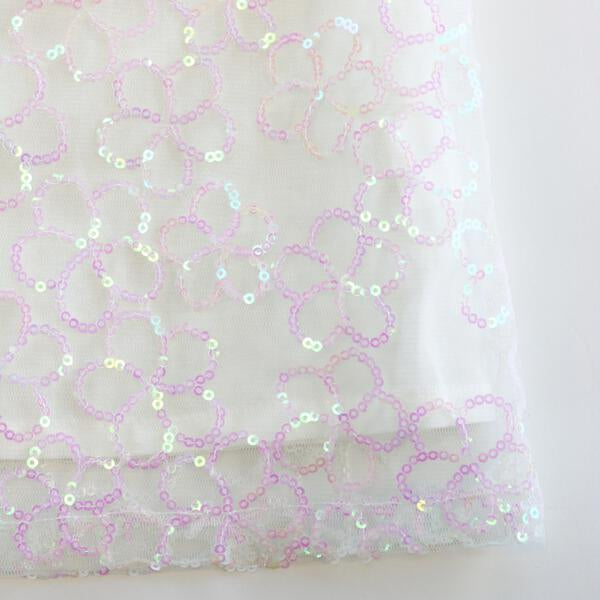 Sequin Floral Mesh Dress White - doe a dear