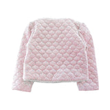 Pearl Trim Velvet Quilted Jacket - Pink