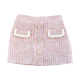 Button Front Pink Tweed Skirt