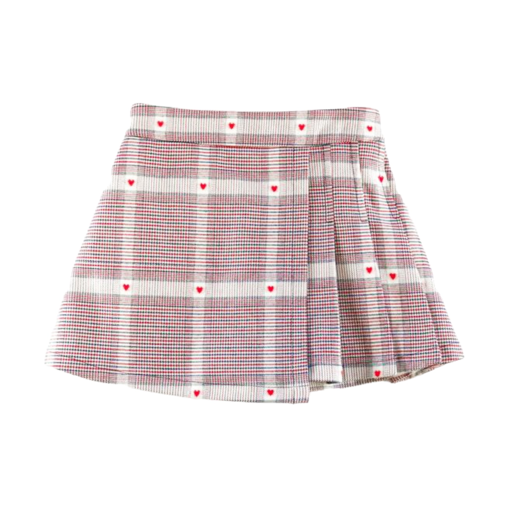 Heart Plaid Skirt - Red - doe a dear