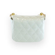 Embellished Patent Quilted Purse - Green