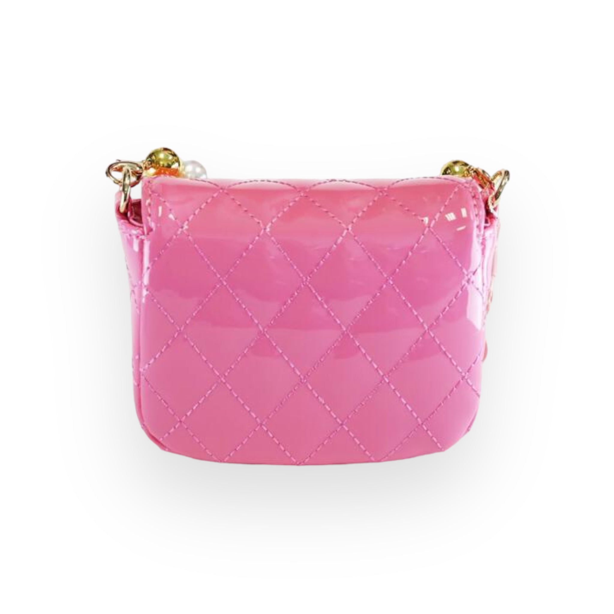 Embellished Patent Quilted Purse - Fuchsia - doe a dear