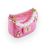 Embellished Patent Quilted Purse - Fuchsia