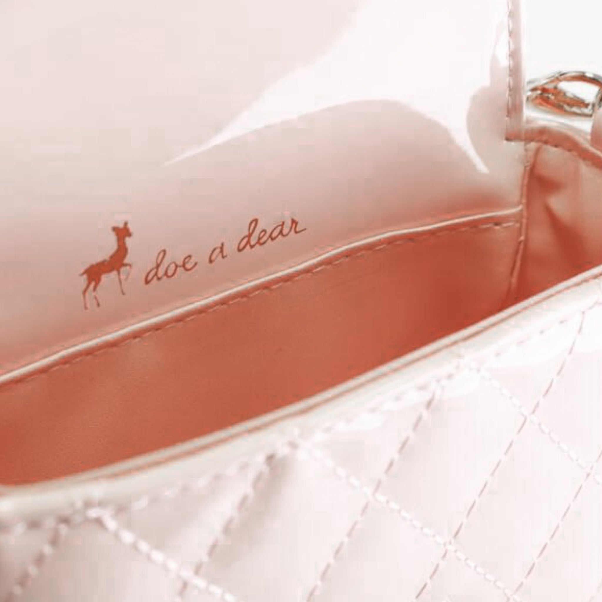 Embellished Patent Quilted Purse - Pink - doe a dear