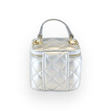Quilted Top-Handle Bag w/ Charms - Silver