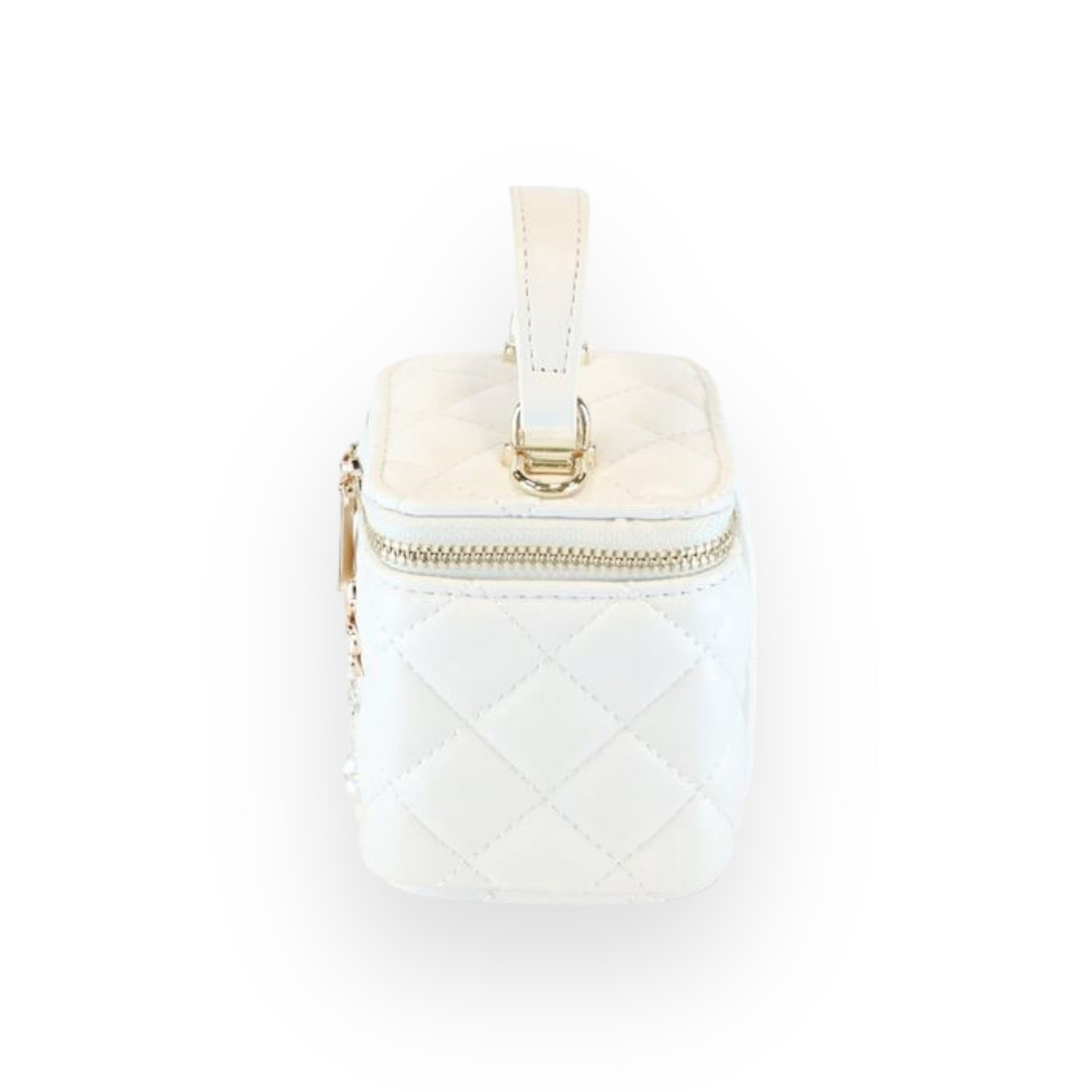 Quilted Top-Handle Bag w/ Charms - White - doe a dear