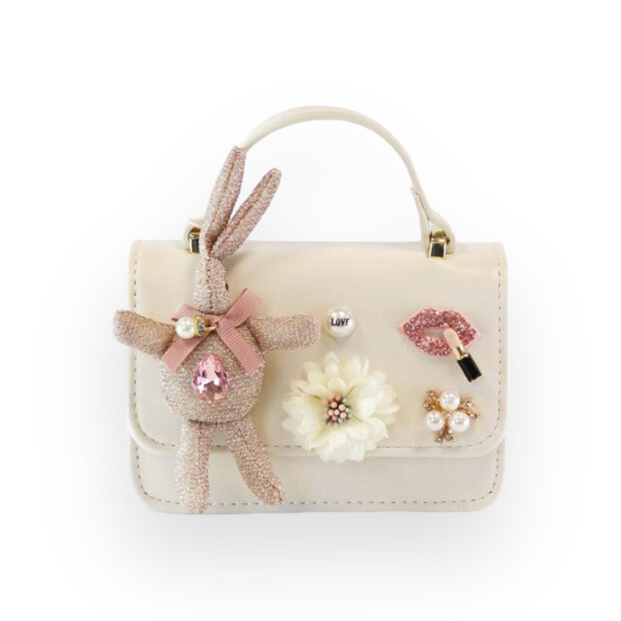 Bunny Applique Purse - Cream - doe a dear