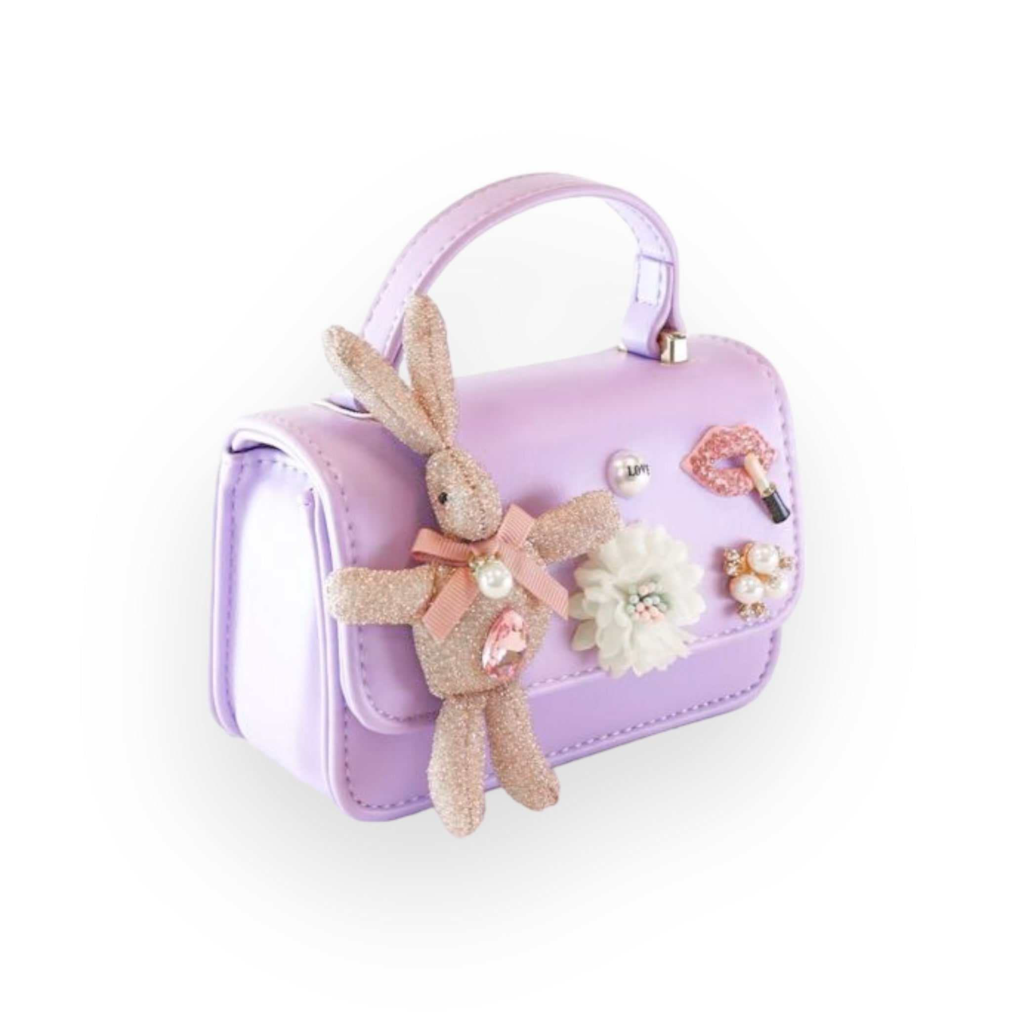 Bunny Applique Purse - Purple - doe a dear