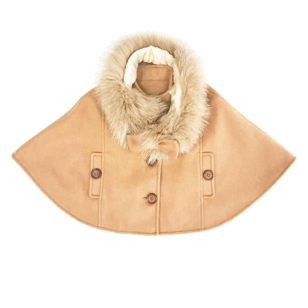 Faux Fur Collar Wooly Cape - doe a dear