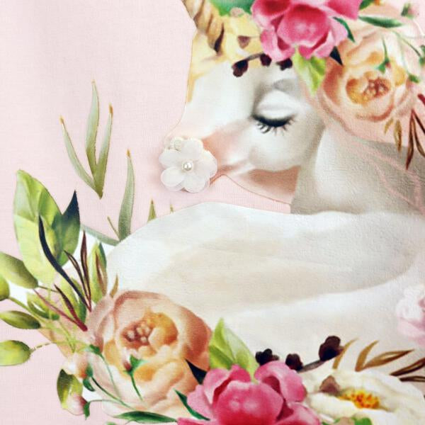 Puff Slv Pink Unicorn Tee - doe a dear