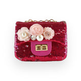 Floral Appliques Sequin Purse