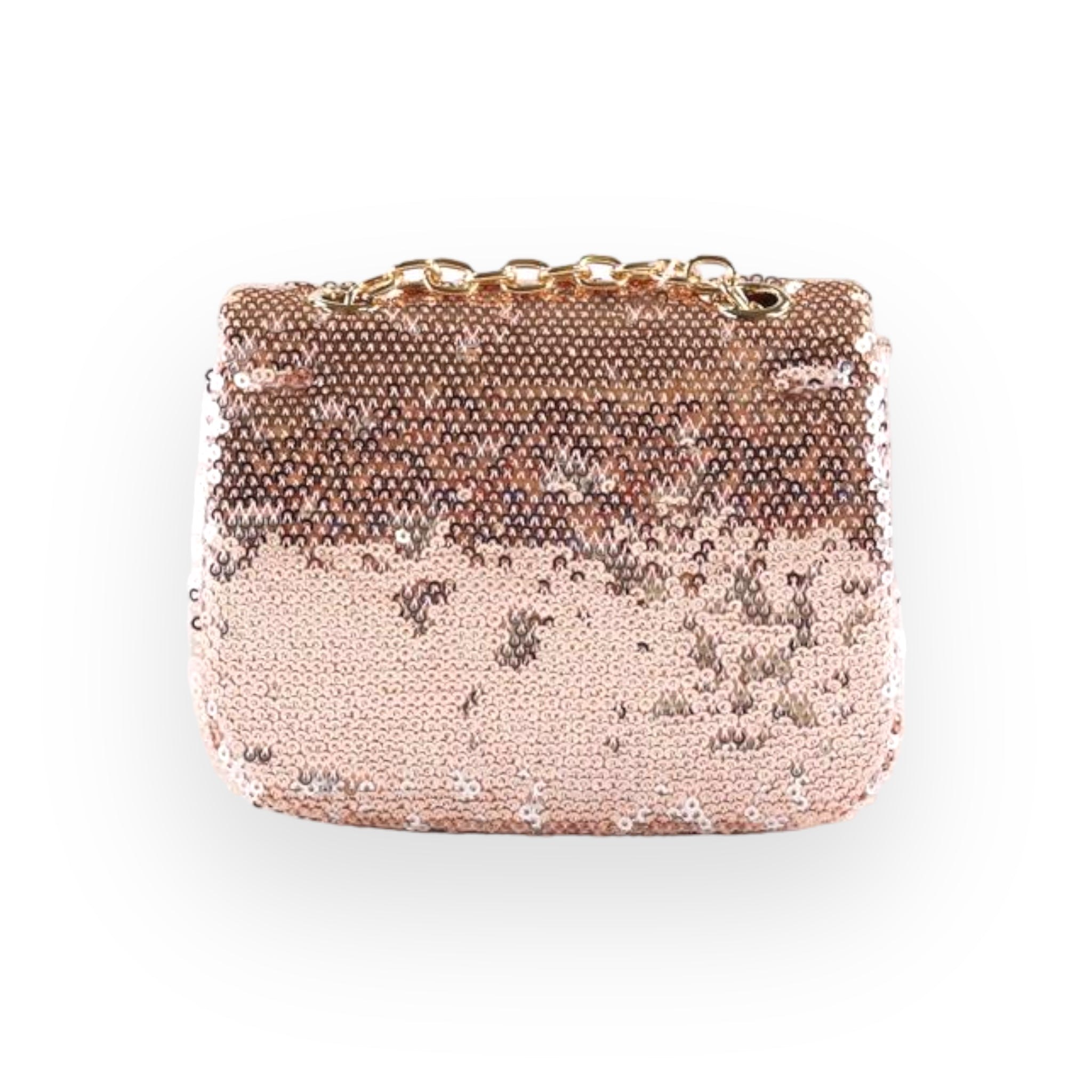 Floral Appliques Sequin Purse - Rose Gold - doe a dear