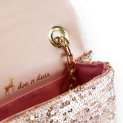 Floral Appliques Sequin Purse - Rose Gold - doe a dear