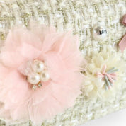 Floral Appliques Tweed Purse - Beige - doe a dear
