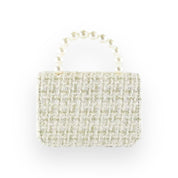 Floral Appliques Tweed Purse - Beige - doe a dear