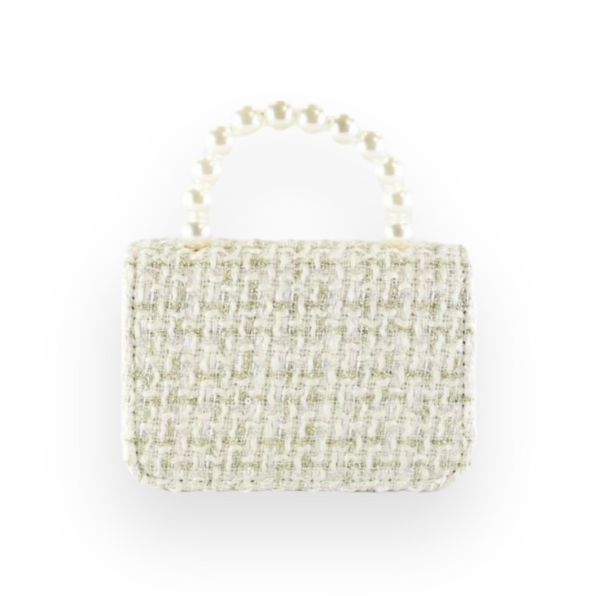 Floral Appliques Tweed Purse - Beige - doe a dear