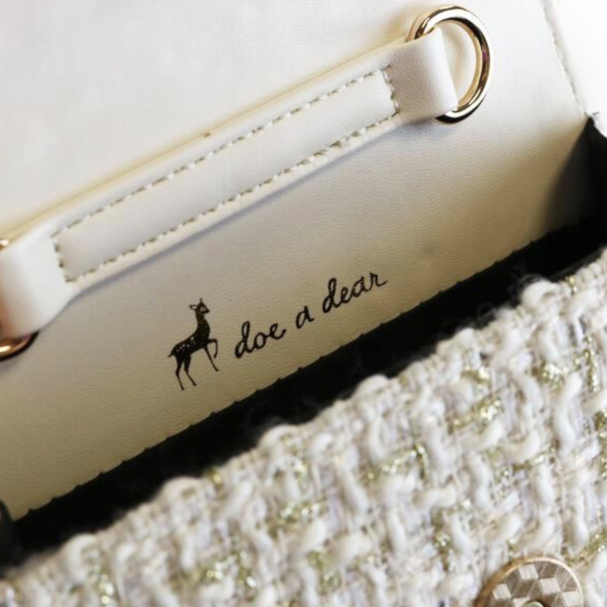 Floral Appliques Tweed Purse - Beige - doe a dear