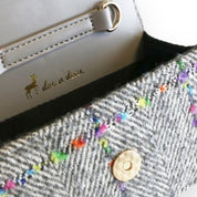 Floral Appliques Tweed Purse - Grey - doe a dear