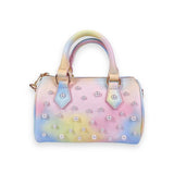 Pearl Studs Leather Barrel Bag