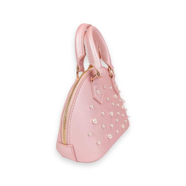 Pearl Studs Pink Leather Satchel Bag - doe a dear