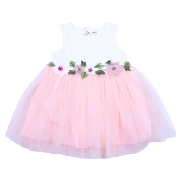 Pink Floral Waist Tulle Dress - doe a dear
