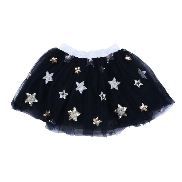 Star Embroidered & Sequined Skirt - Black - doe a dear