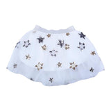 Star Embroidered & Sequined Skirt - White