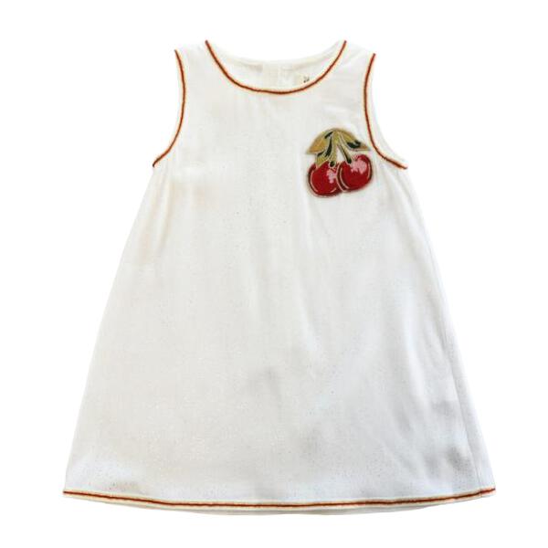 White Cherry Embroidery Dress