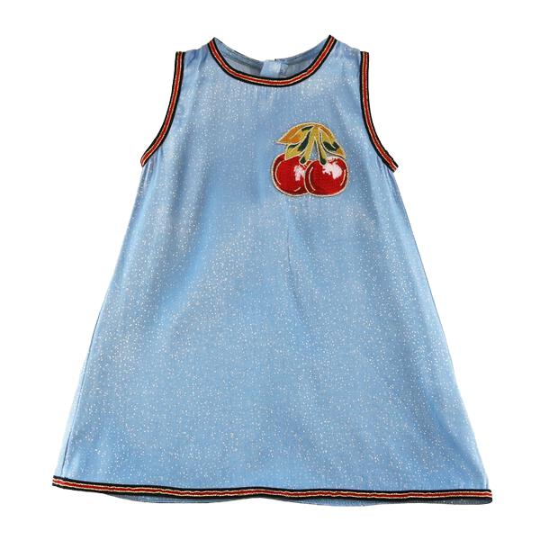 Blue Cherry Embroidery Dress