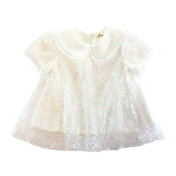 White Sequin Floral Mesh Layer Top