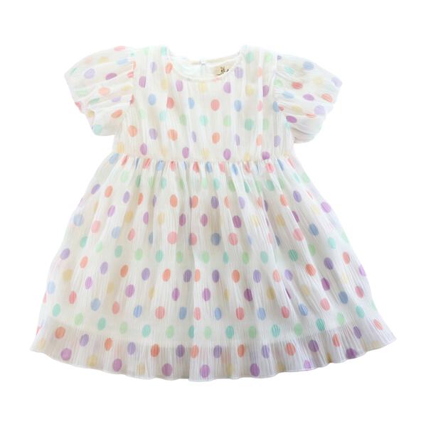 Dot Chiffon Pleat Dress - White - doe a dear