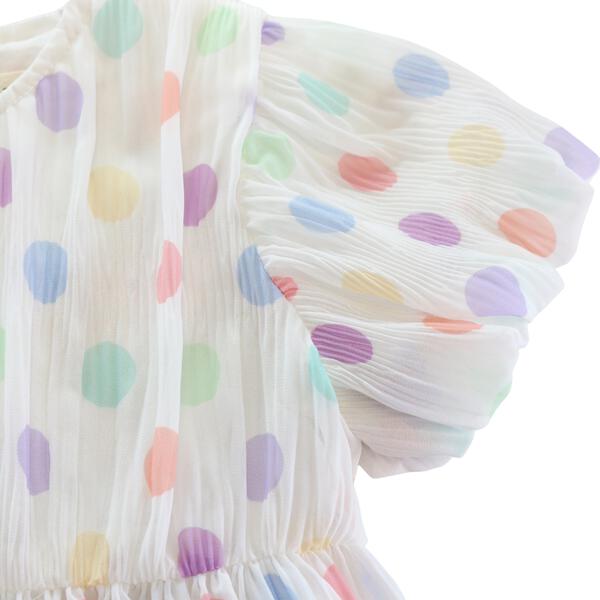 Dot Chiffon Pleat Dress - White - doe a dear