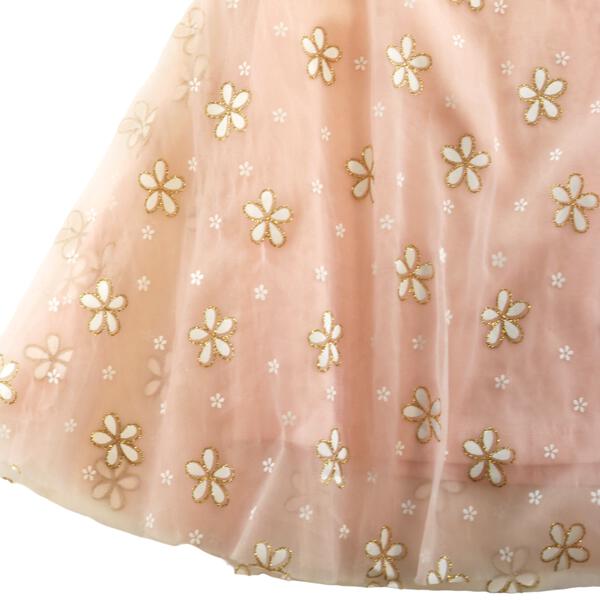 Glitter Floral Mesh Dress Pink