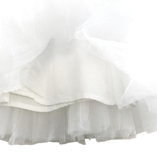 Floral Waist Trim Tulle Dress in White