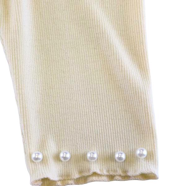 Pearl Trim Glitter Leggings - Beige - doe a dear