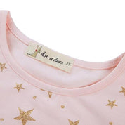 Pink Glitter Gold Star Tee - doe a dear