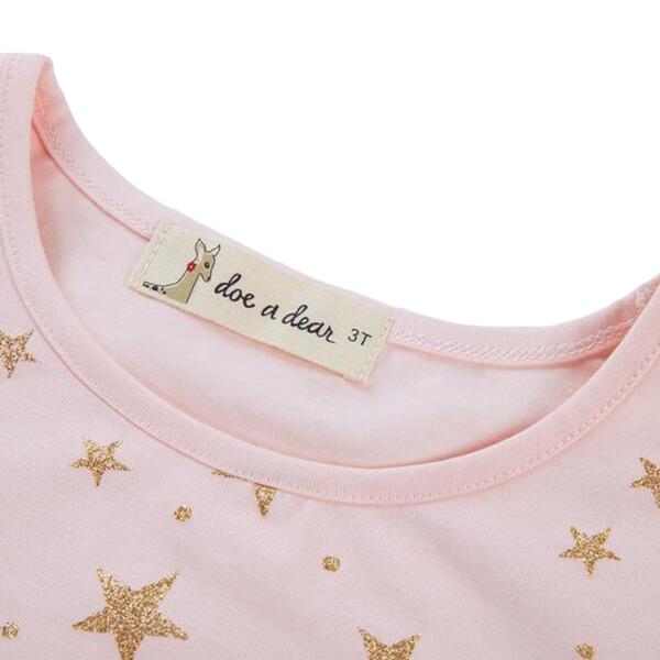 Pink Glitter Gold Star Tee - doe a dear