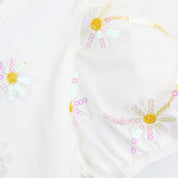 White Sequin Floral Top - doe a dear