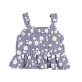 Floral Plaid Vest Blue