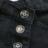 Front Wrap Rhinestone Black Denim Shorts