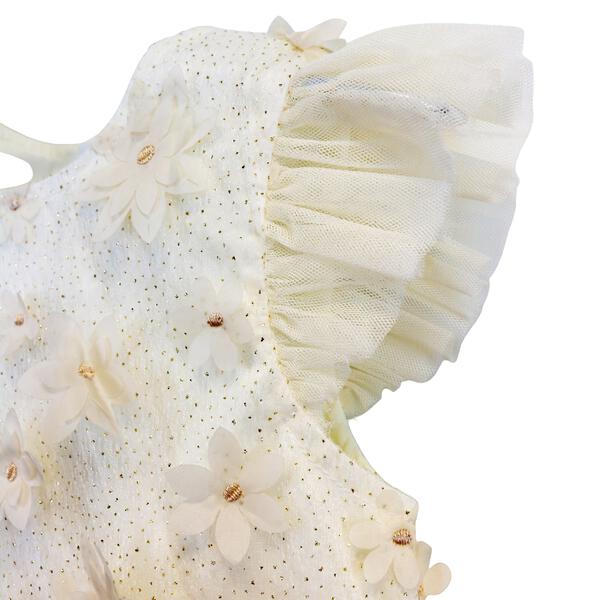3D Beige Floral Dress