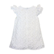 White Floral Brocade Dress with Jewel