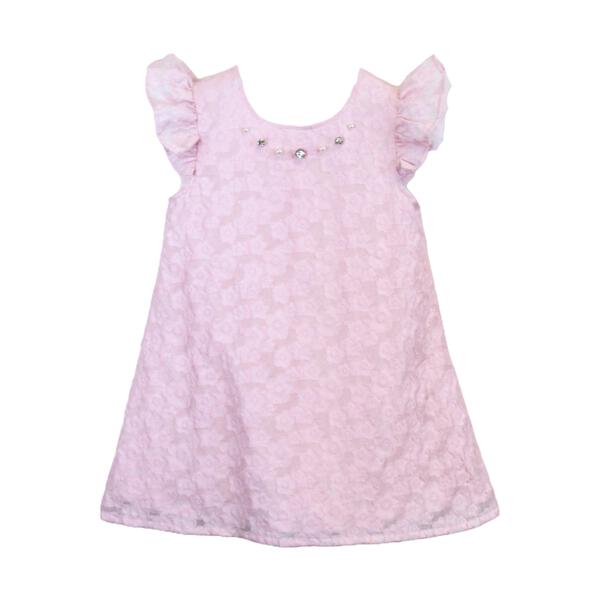 Pink Floral Brocade Dress with Jewel - doe a dear