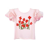 Pom Pom Puff Slv Tee w/ Floral Print