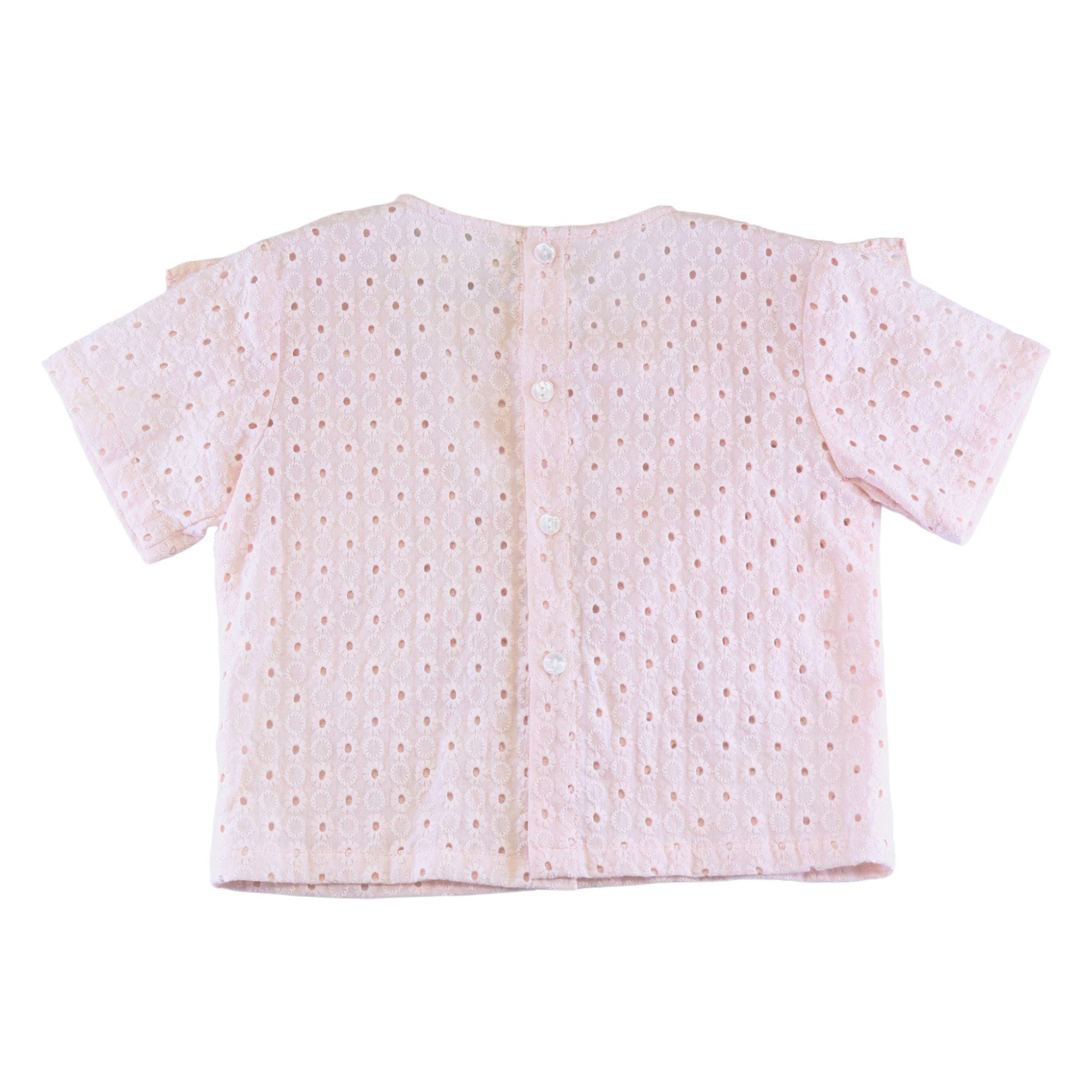 Floral Eyelet Fabric Top - Pink - doe a dear