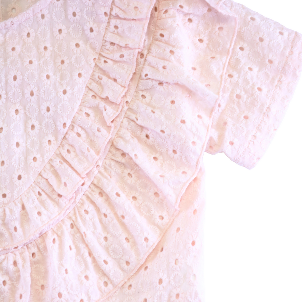 Floral Eyelet Fabric Top - Pink
