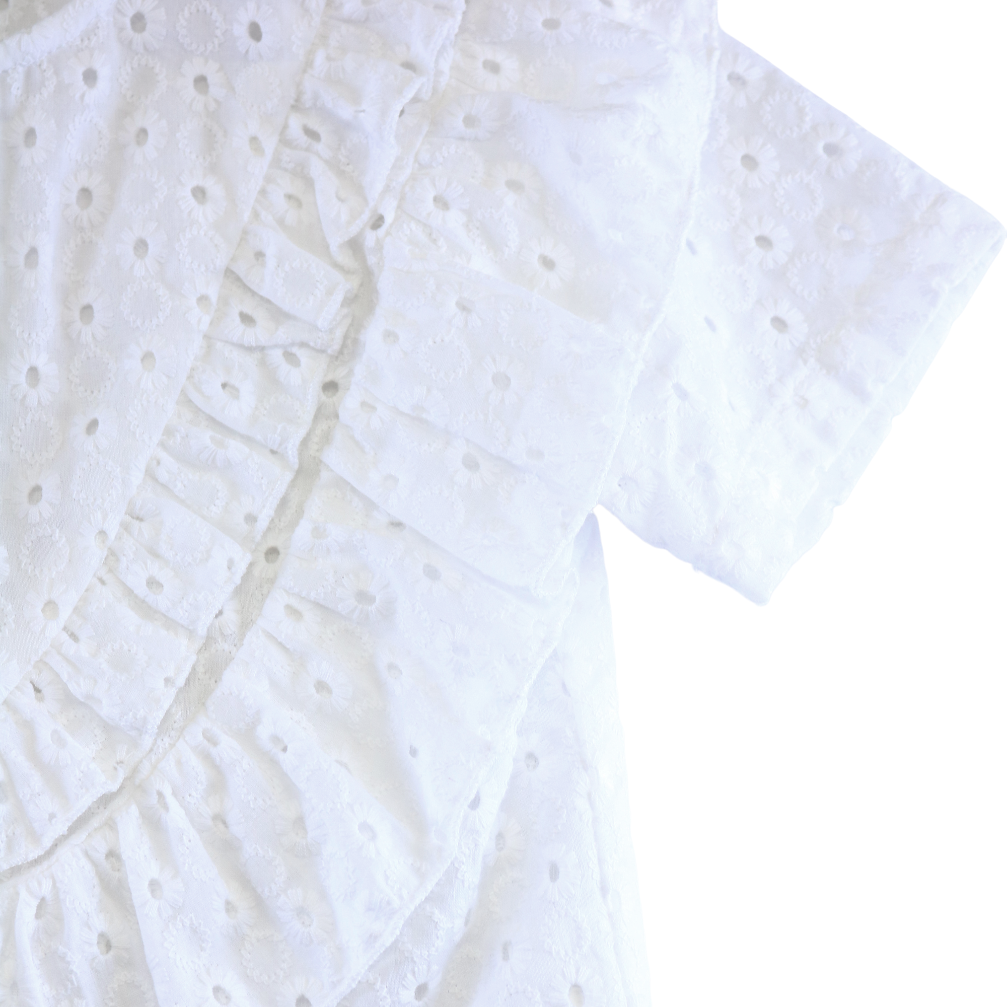 Floral Eyelet Fabric Top - White