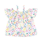 Fruit Pattern Cold Shoulder Blouse